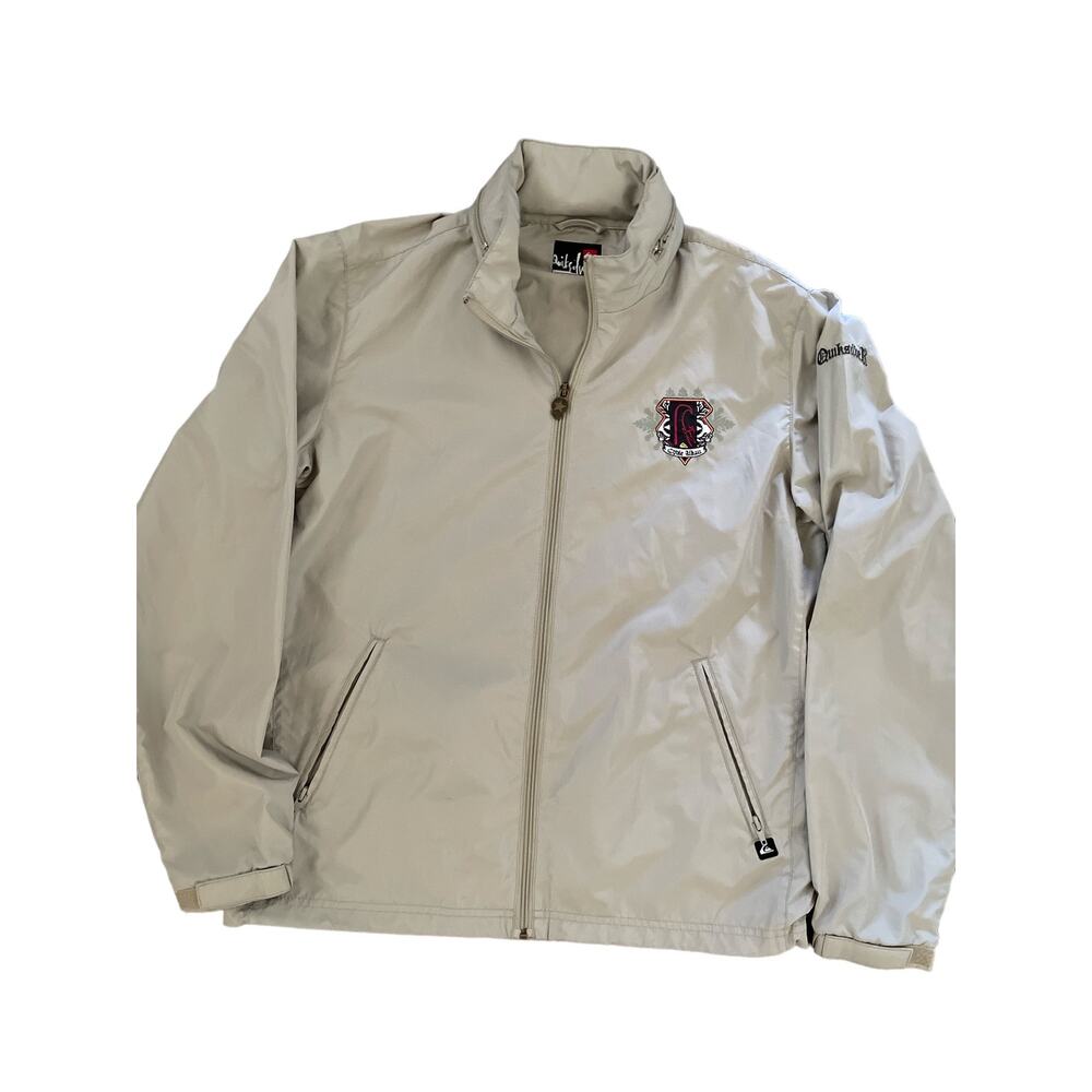 Quicksilver Small Light Gray Windbreaker Full Zip Jacket With Hideaway Hood